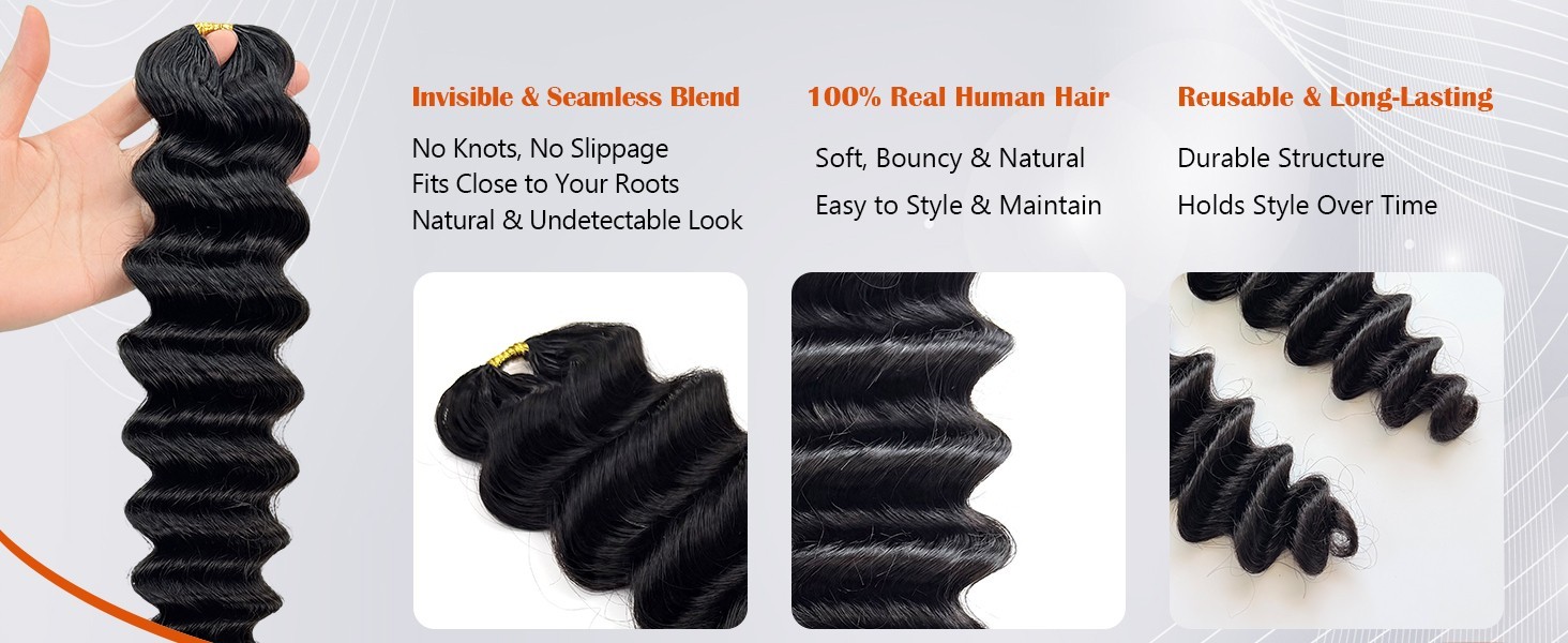 120g – 20 Inch – 100strands – Miracle Knots Crochet Human Hair Loose Deep Wave