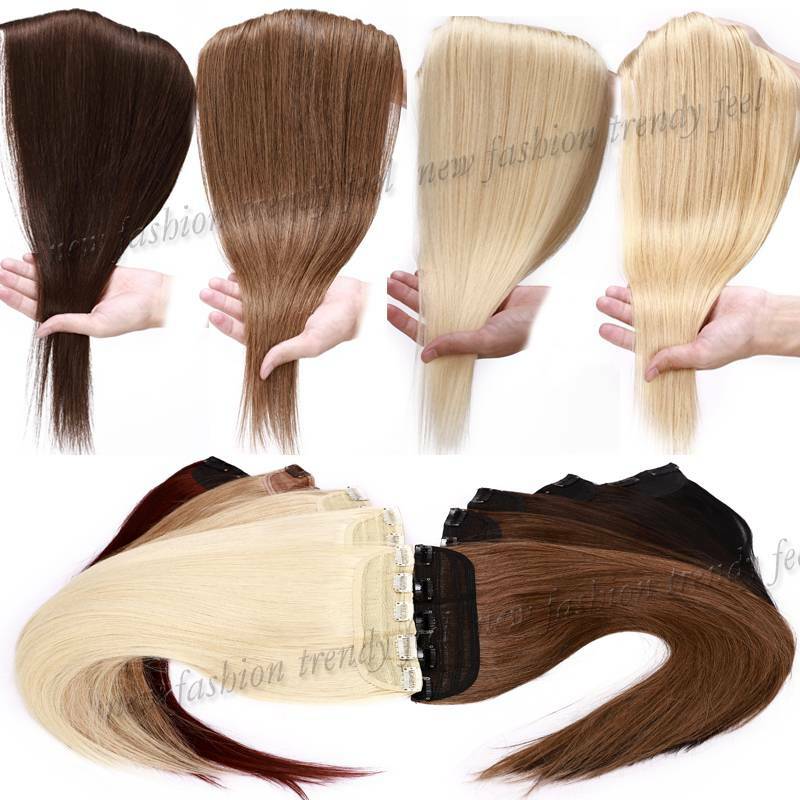 US AAA Luxury Clip in one piece Real Human Remy Hair Extensions Half Full Head