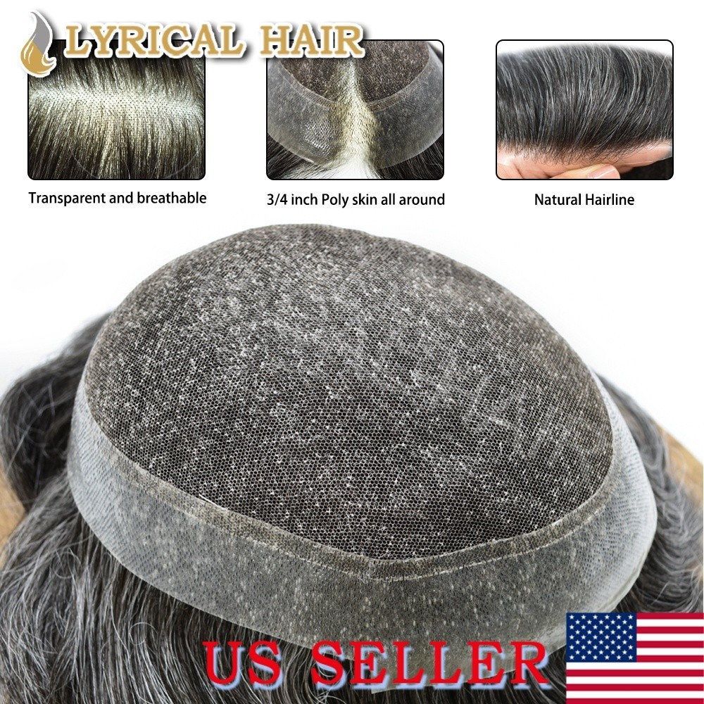 Lyrical Hair Mens Toupee French Lace&Thin Skin PU Human Hair System Hairpiece