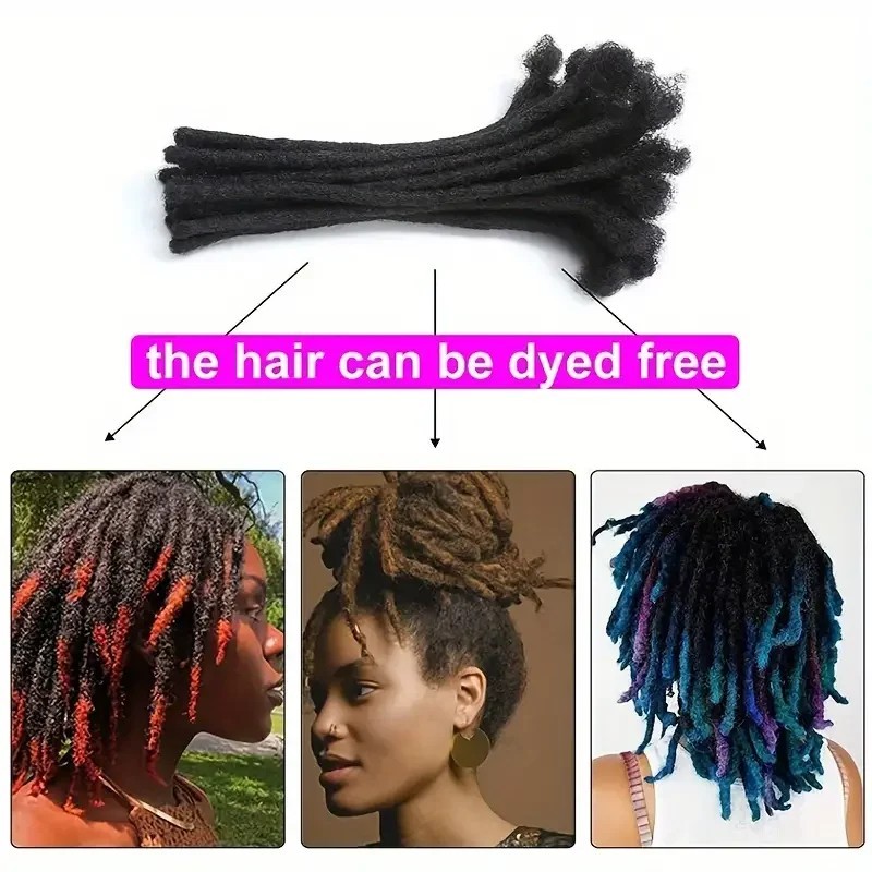 Dreadlock Extensions, human hair (20 locs) Color 1B – 0.6cm width – 10 inches