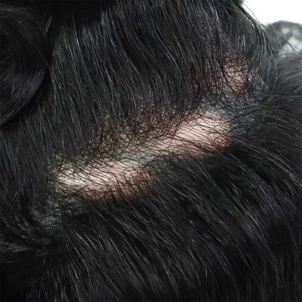 Mens Toupee Human Hair Replacement System Ultra Thin Skin 90% Denisty Hairpieces