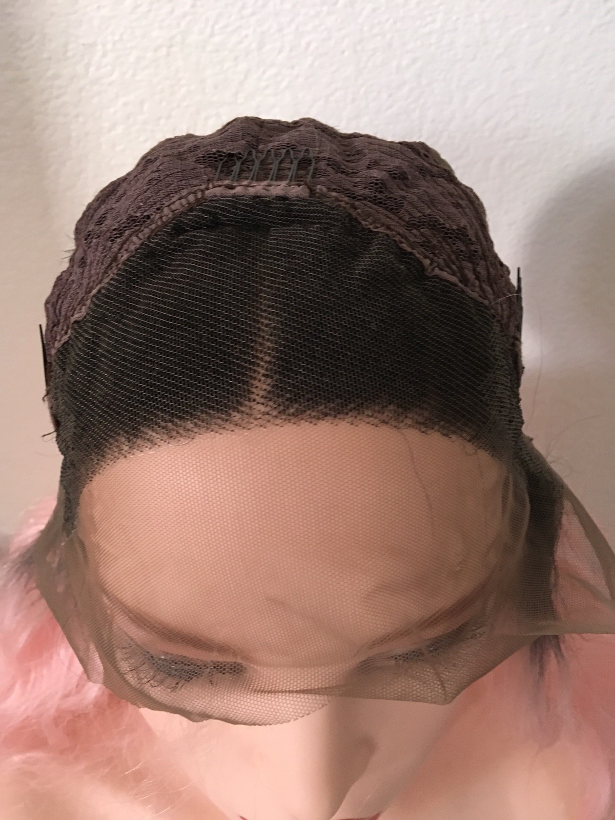 Pink Wig Lace Front Long Ombré Dark Roots Wavy Swiss Lace Wig Heat Resistant Ok