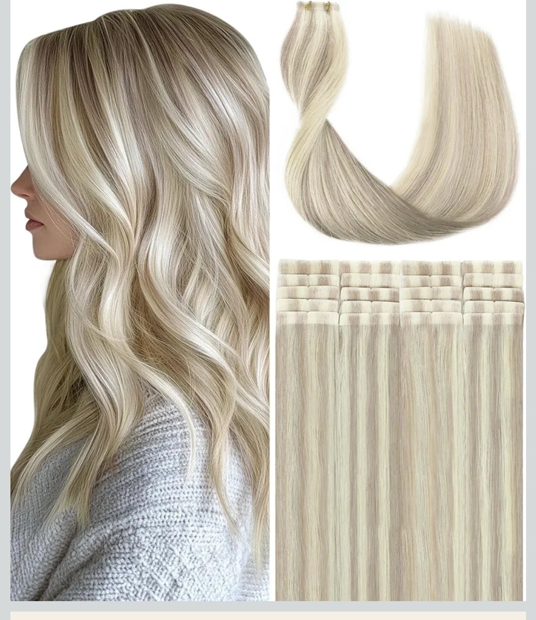 SURNEL Injected Tape in Hair Extensions #18P60 Ash Blonde with Platinum Blonde