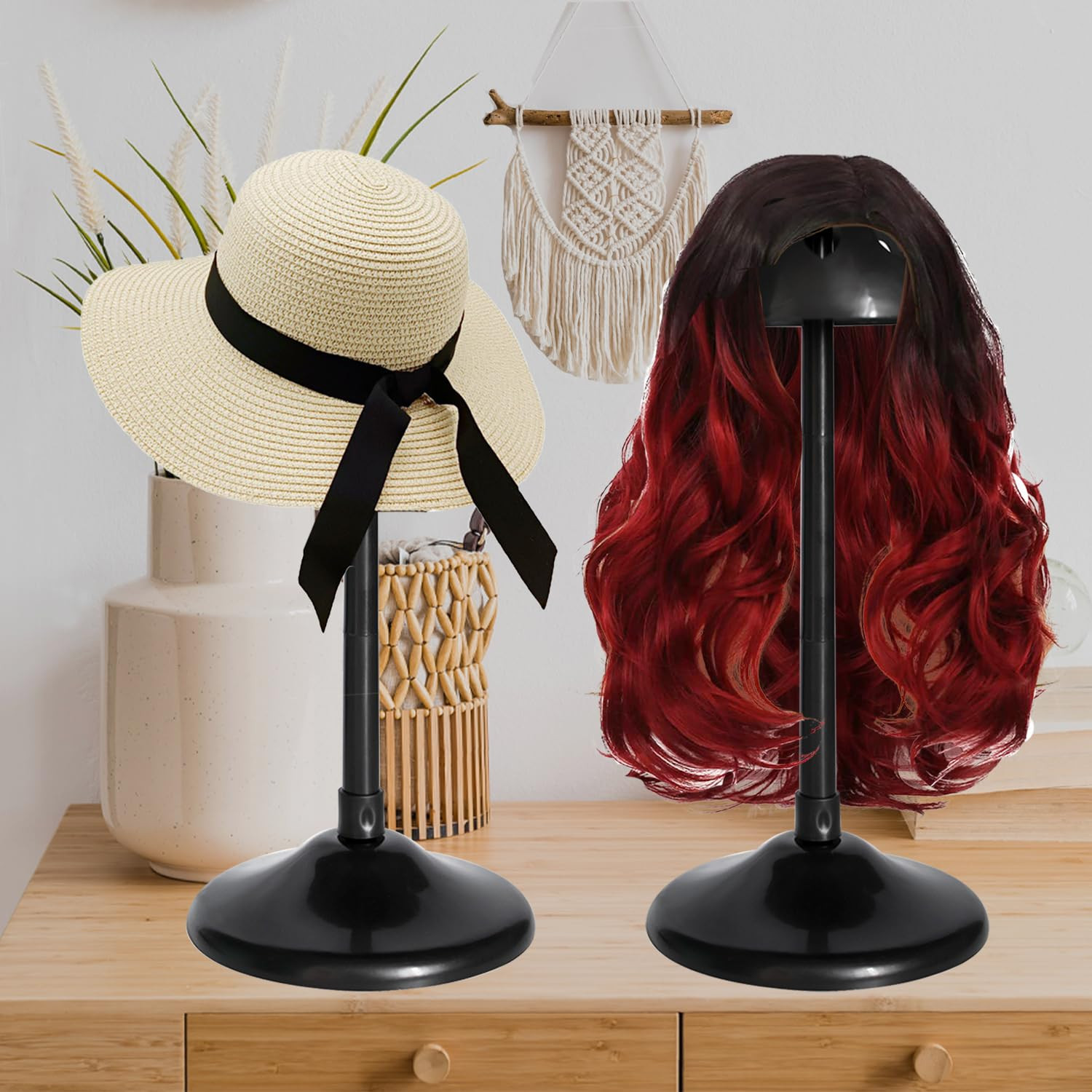 Wig Stand Adjustable Wig Holder with Lace Non-Slip Wig Head Display for Styling