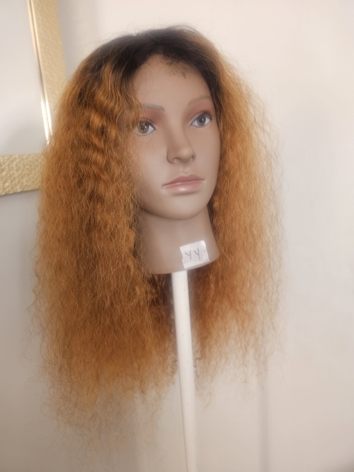 High Quality regular Top Copper Brown 22″ curly 100% Virgin Human Hair Lace Wig