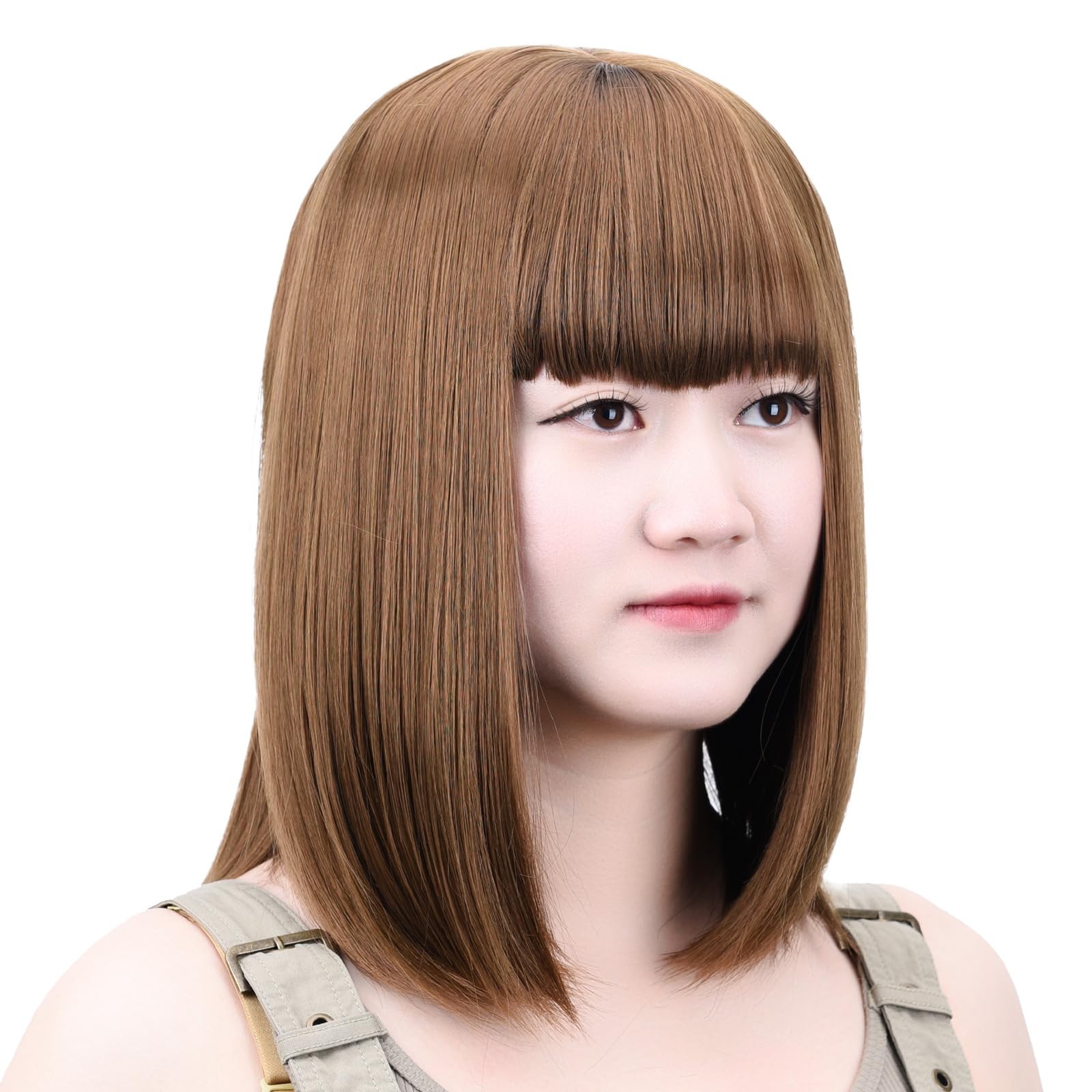 Syxlcygg Bob Wig Brown Short Wigs Flame Retardant 14 Straight Silky Fluffy