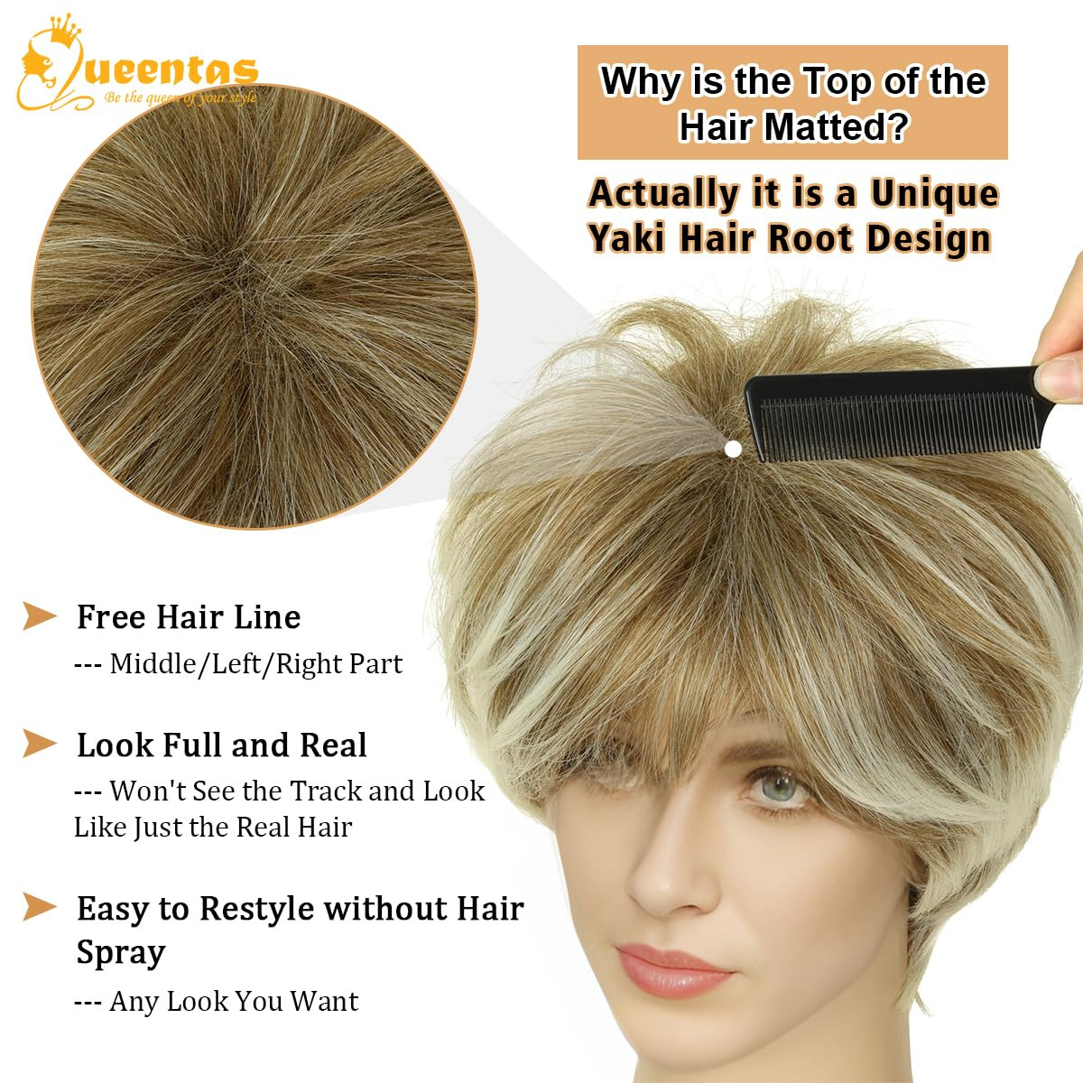 QUEENTAS Pixie Layered Short Wigs for Women Short Hair Wigs for Women Pixie Cut