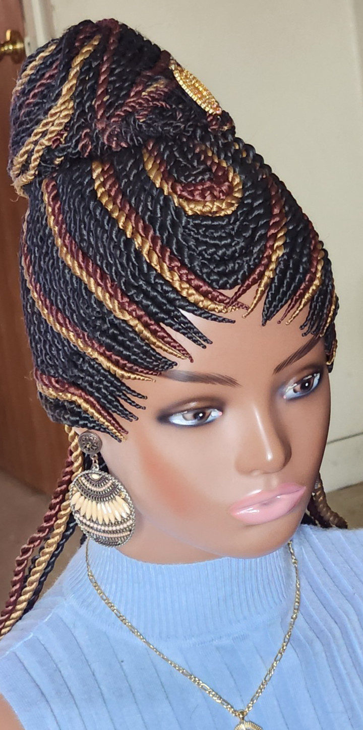 Fully hand braided senegale twist cornrows wig poney bout Multiple colors 2