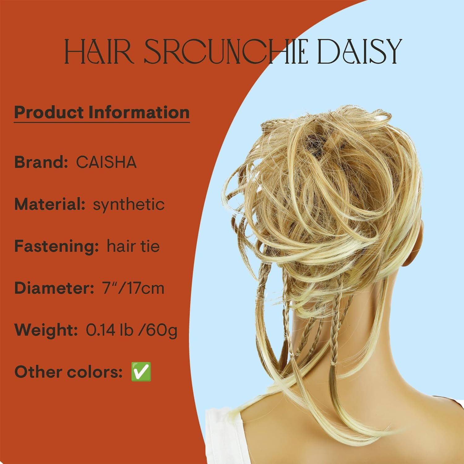 Jumbo Scrunchie Braided Updo Wavy Messy Bun Hairpiece Blond Mix G11D