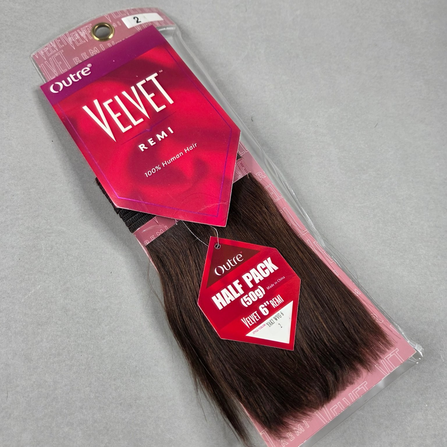 Outre Velvet REMI Half Pack 100% Human Hair Extensions Yaki WVG 6″ Color 2