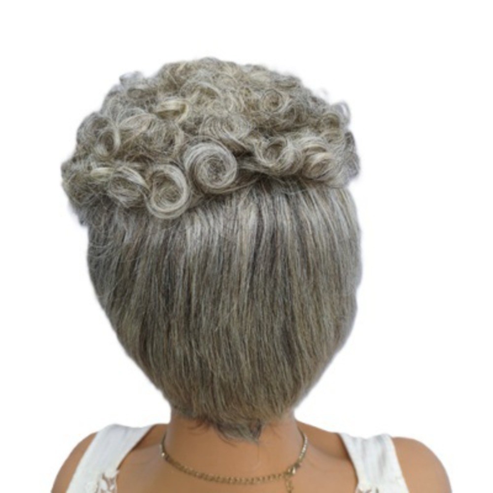 Full Machine Made Hair Wig None Lace Gray Mix Salt And Pepper Ready
