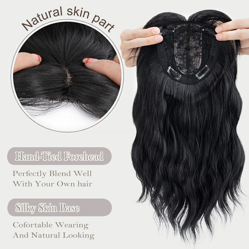 100%Real as Human Hair Topper Toupee Clip in Extension Silk Hairpiece 6″x6″ Lace