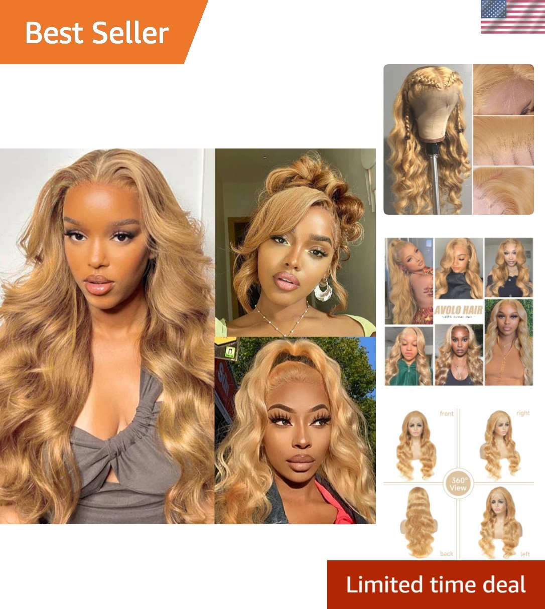 Luxurious 28 Inch Honey Blonde Glueless Lace Front Wig – All-Day Comfort & Style