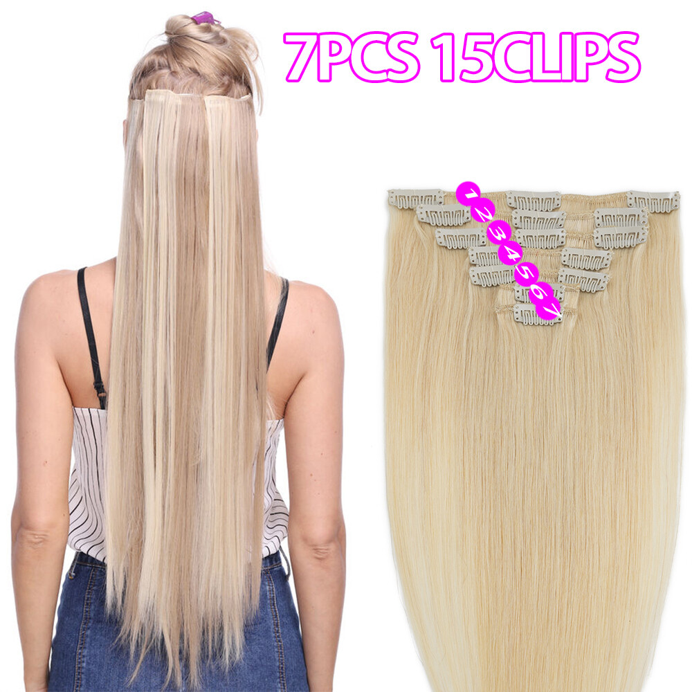 CLEARANCE Clip In 100% Real Human Remy Hair Extensions Full Head Weft Highlight