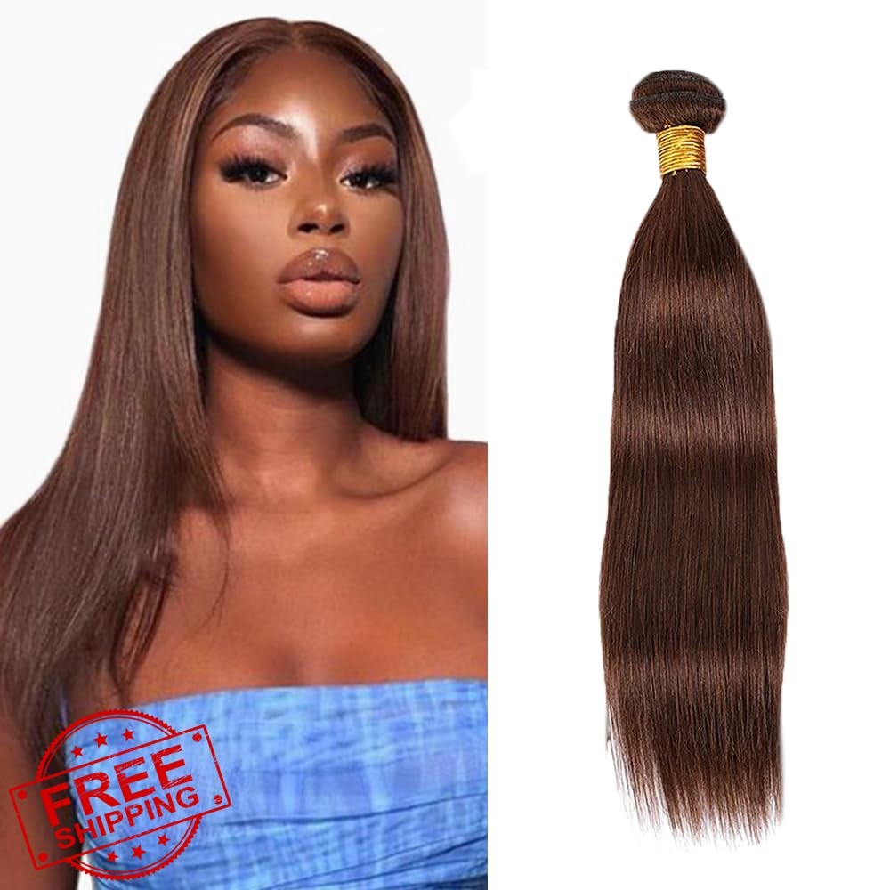 HeumHrn Straight Bundles 22 Inch #4 Dark Brown