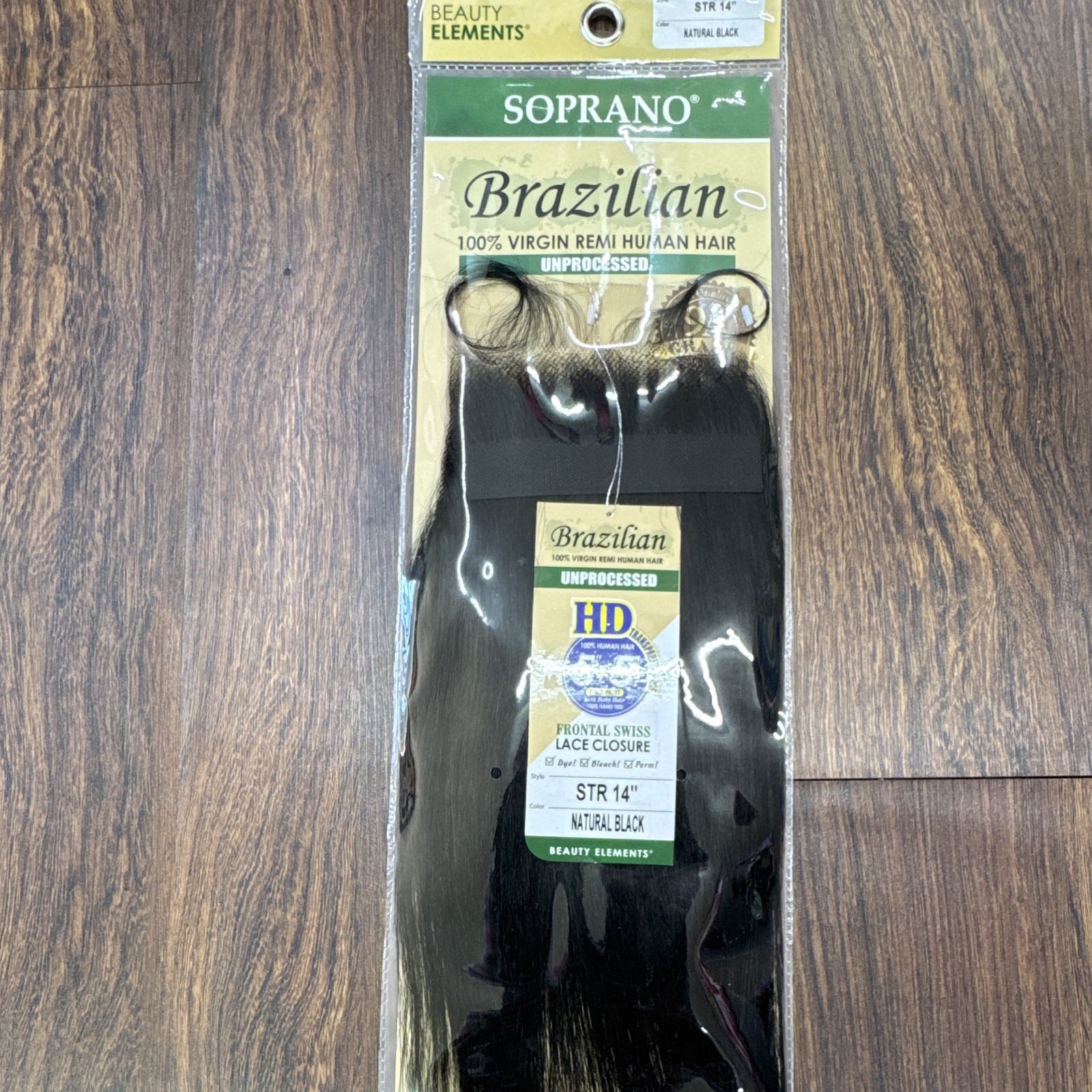 Soprano Brazilian Human Hair Lace Closure Straight 14in Black STR 14″