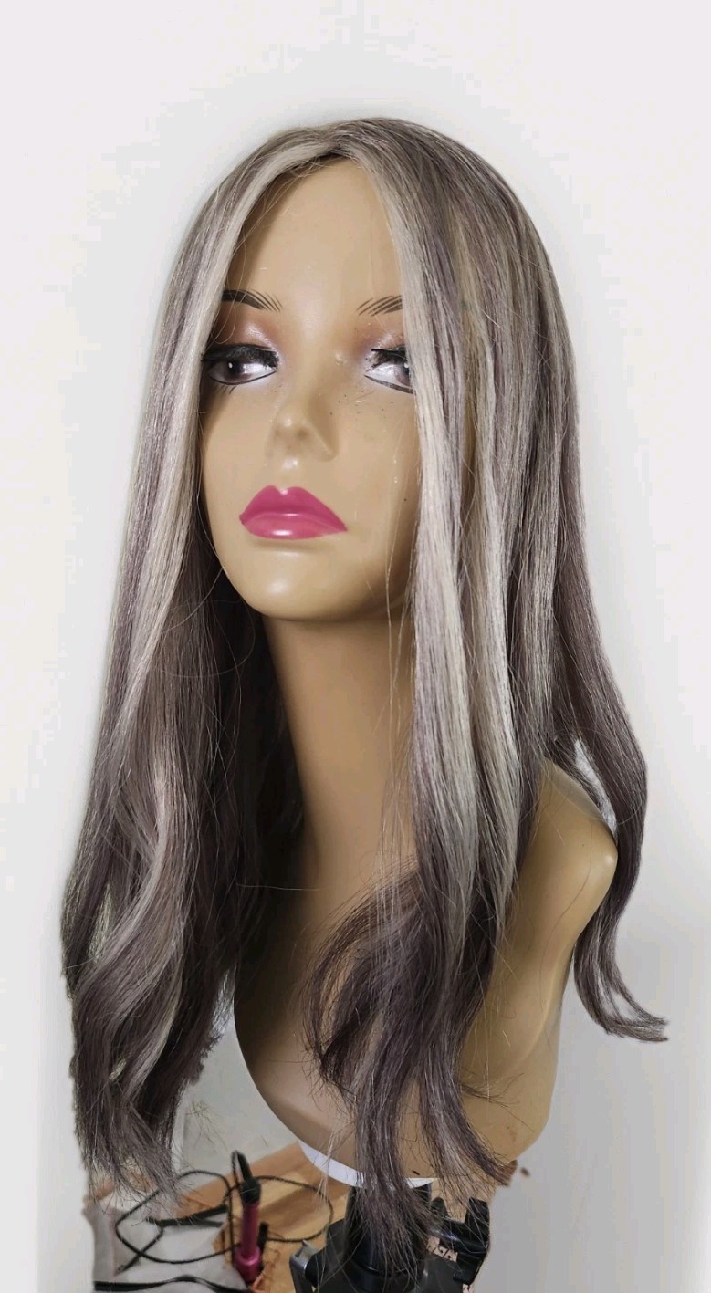 $200 (Full Price$920) DEPOSIT CUSTOM OERDER HUMAN HAIR SILKTOP GRAY TOPPER 18”