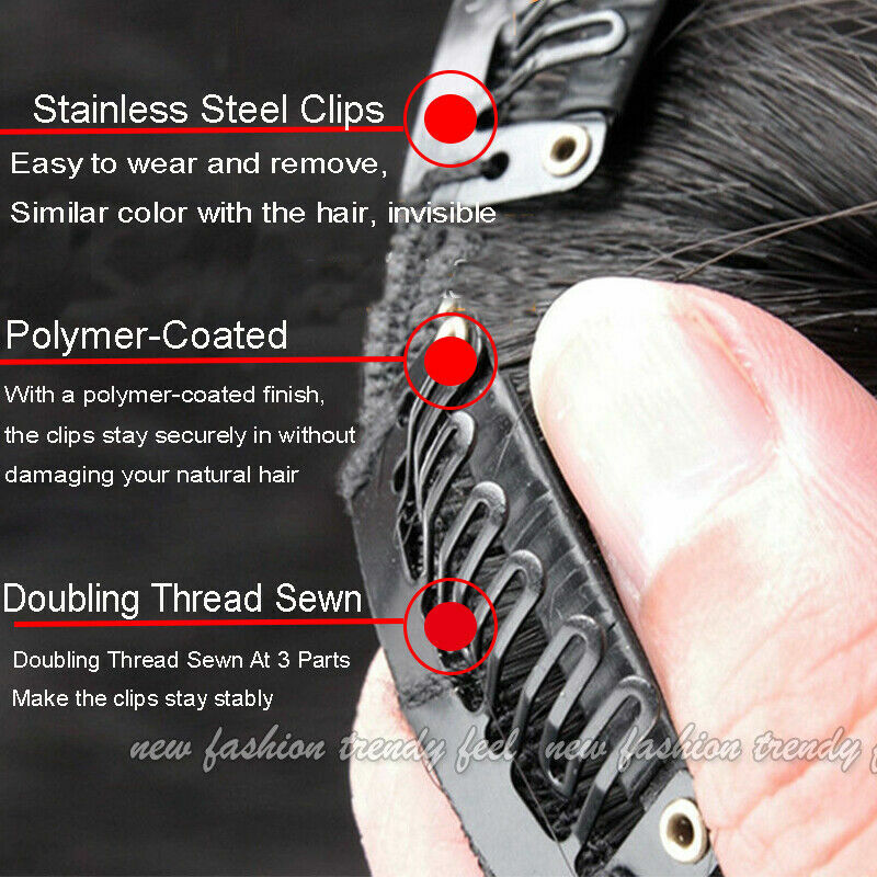 Multi/Color 100% Real Human Hair Clip In Remy Hair Extensions Full Head 8 Pieces