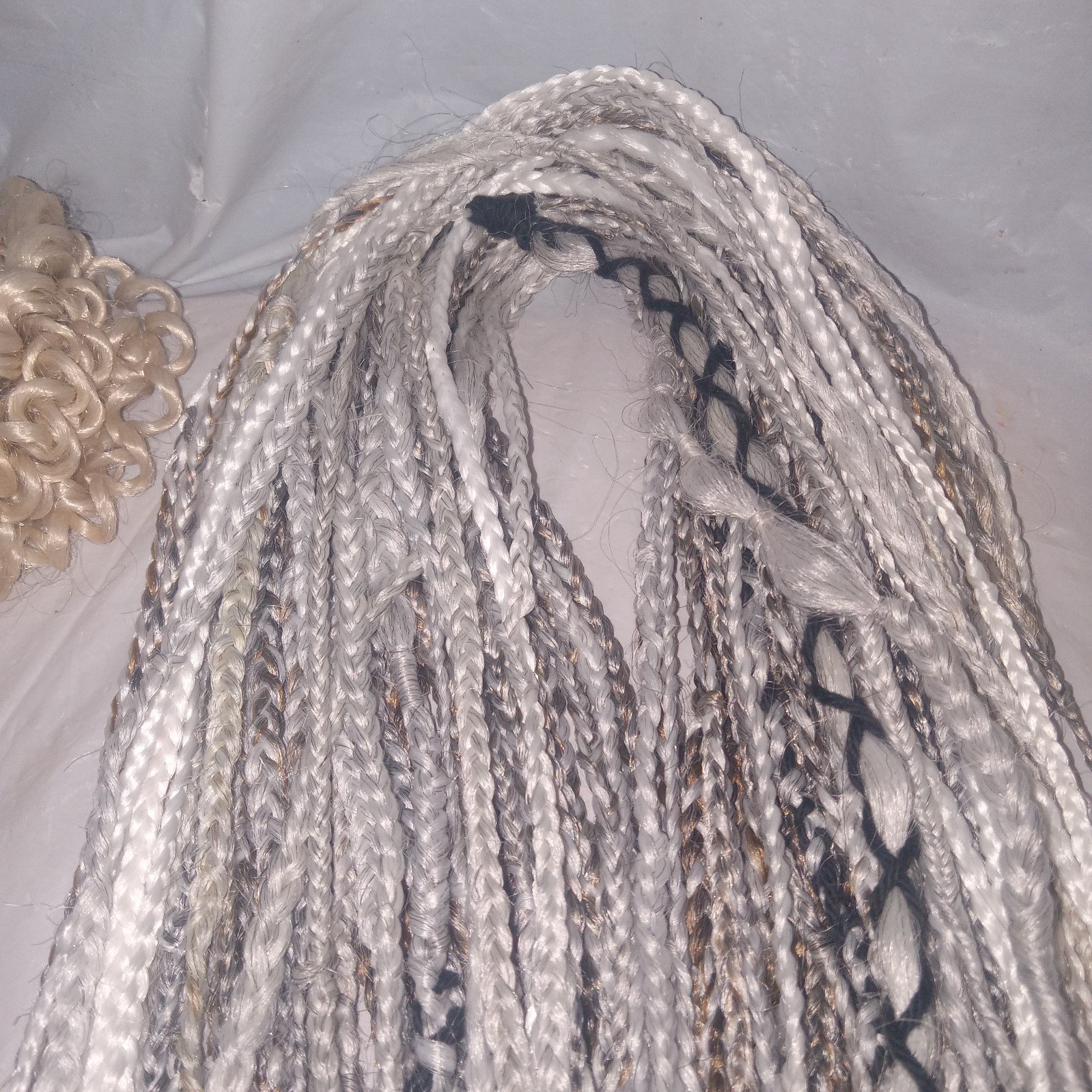 56″ DE dreadlocks White / Gray/ Blonde Synthetic hair Dreads locs/braids Set 60
