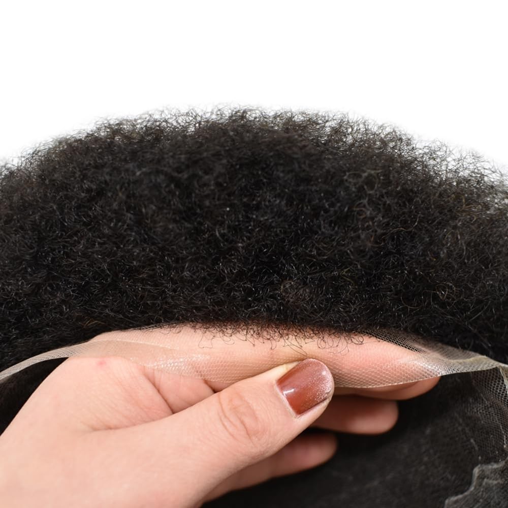 Afro Hair Units for Black Men Curly Toupee Full Lace Men’s Hairpieces Afro Curl
