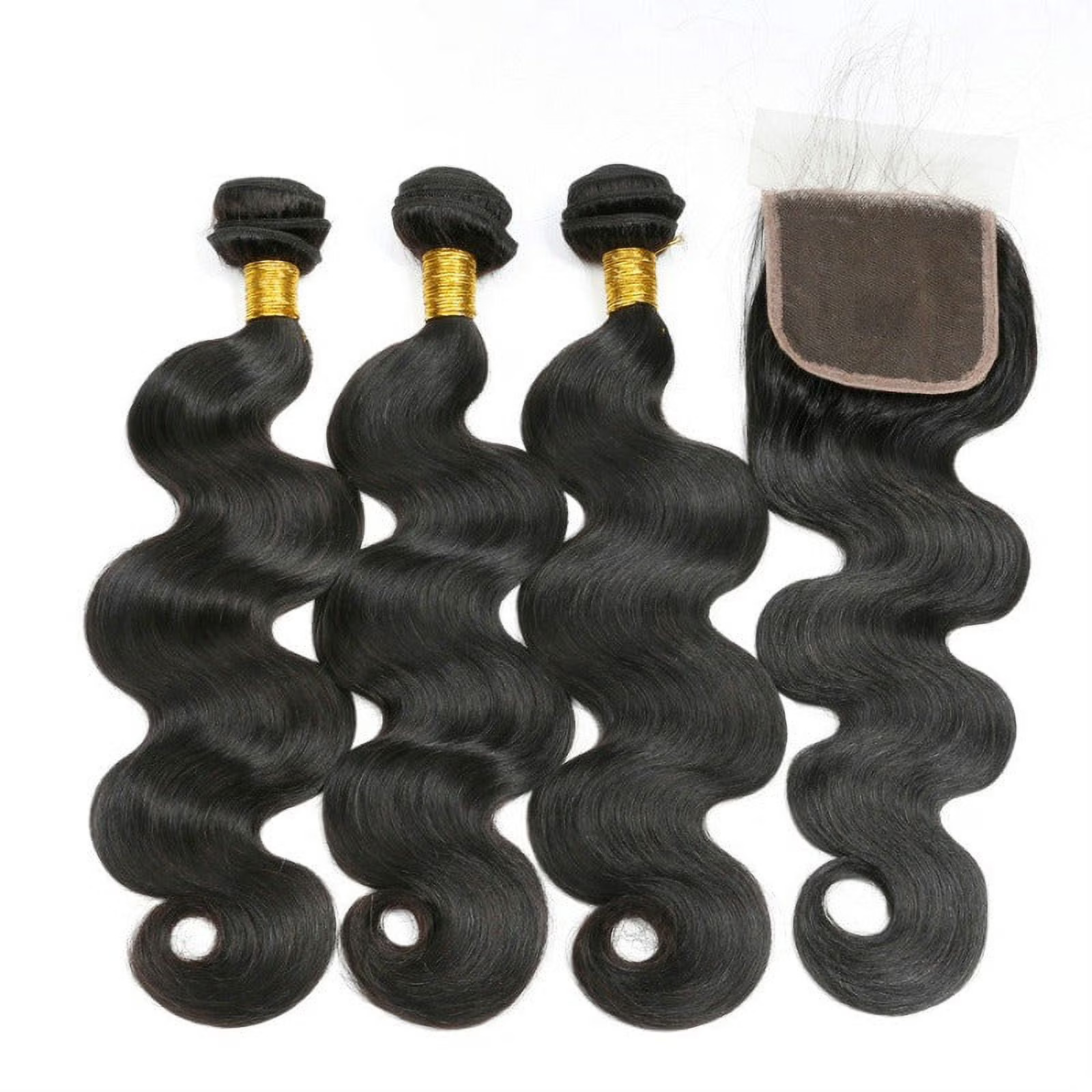 Ustar Body Wave Human Hair Weave Plus Closure Natural Black – Bundles: 12,14,16