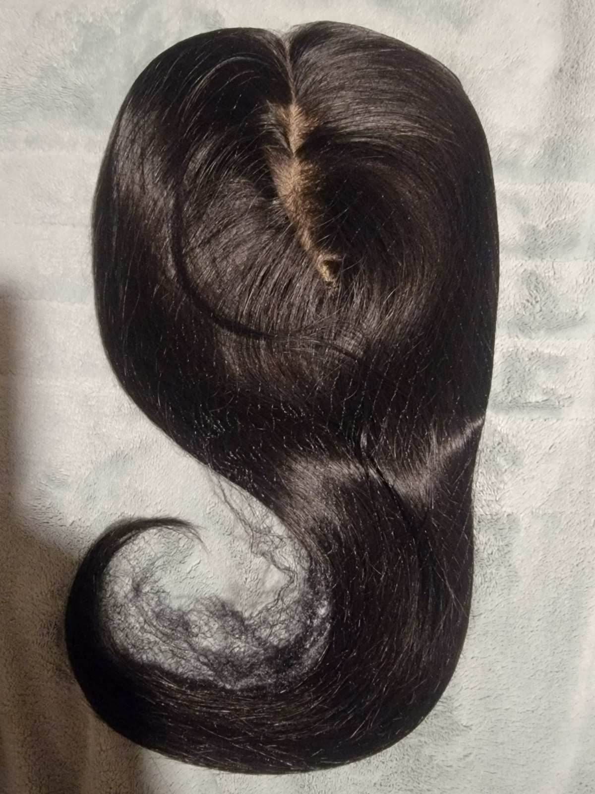 16in Human Hair Topper for Women 7.5×7.5in Injected Silk Base 130% Density #1B