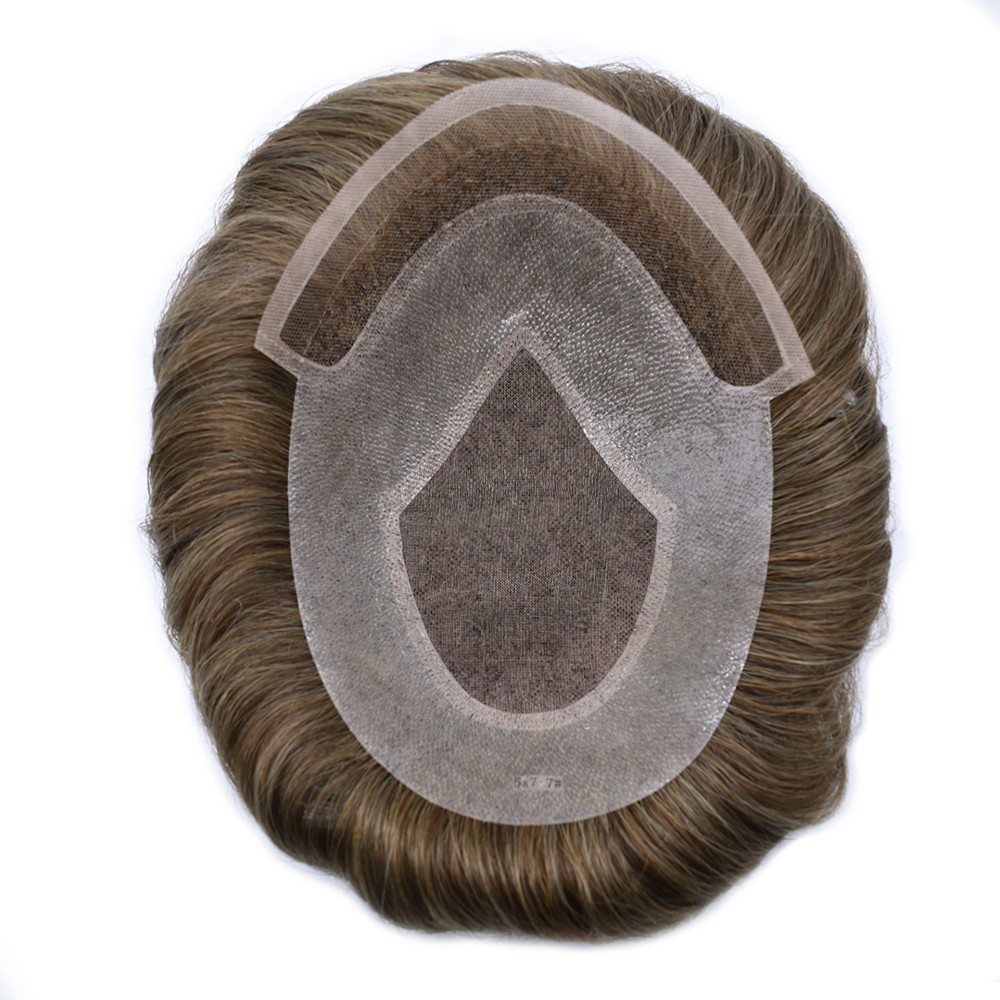 Mens Toupee Hair System Replacement French Lace Front Mono Mens Hairpiece Wig US