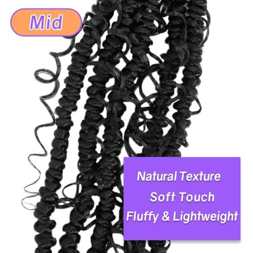 Boho Crochet Passion Twist Hair Pre looped, 12 Inch (Pack of 8) Natural Black