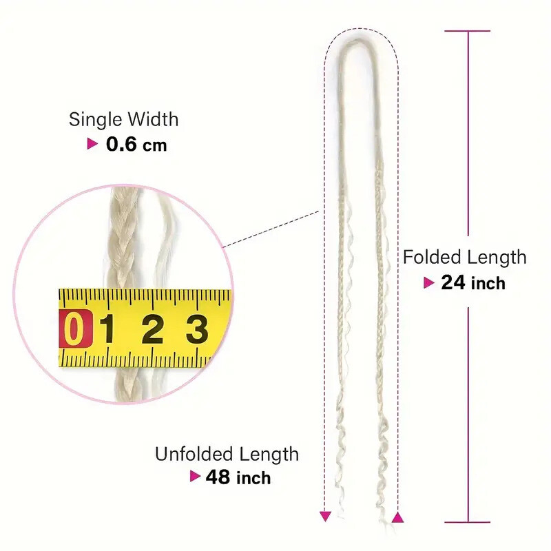 24inch Double Ended Dreadlocks Extensions 0.6cm Boho Curly Locs Synthetic Dreads