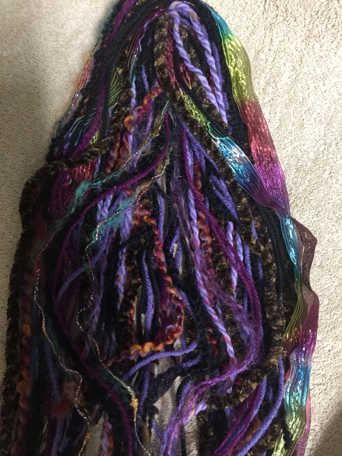 Deep blue / Purple tones – Yarn hair fall / clip for Burning Man or festivals