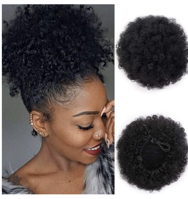 AISI QUEENS Synthetic Afro Puff Curly Hair Ponytail Short Kinky/Curly Med 1#