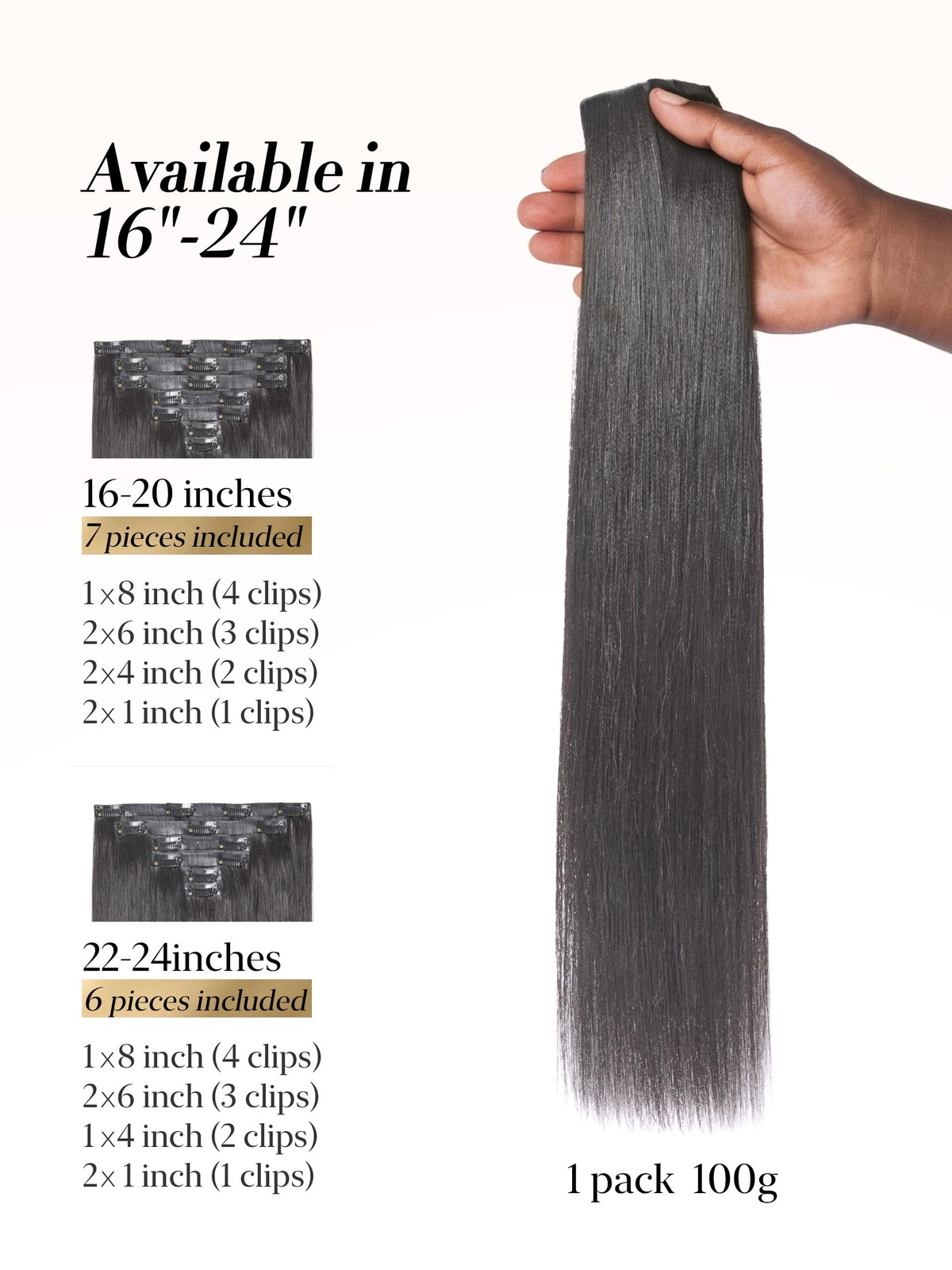 0.59mm Zero Trace Invisible Clip in Hair Extensions, Yaki Straight 7 Pcs 100g…