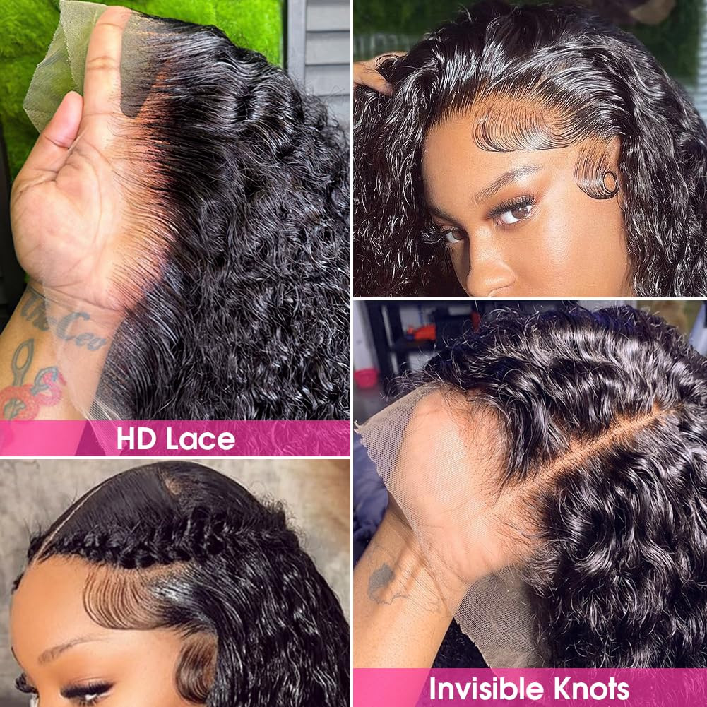 13X4 HD Transparent Lace Front Wigs Human Hair Pre Plucked Bleached Knots with B