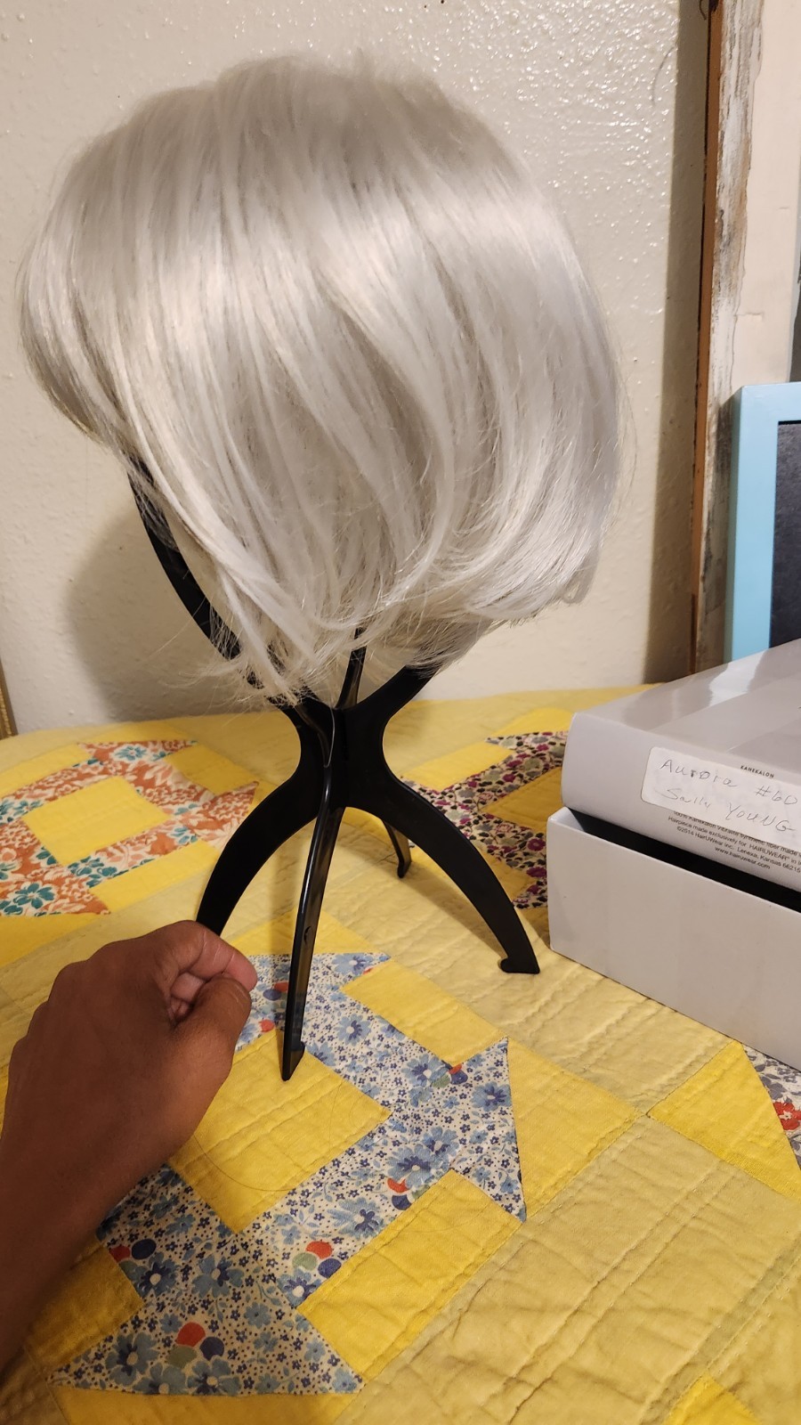 HAIRWEAR Aurora #60 Silver Gray Synthetic Straight Bob Wig Free Part Classic
