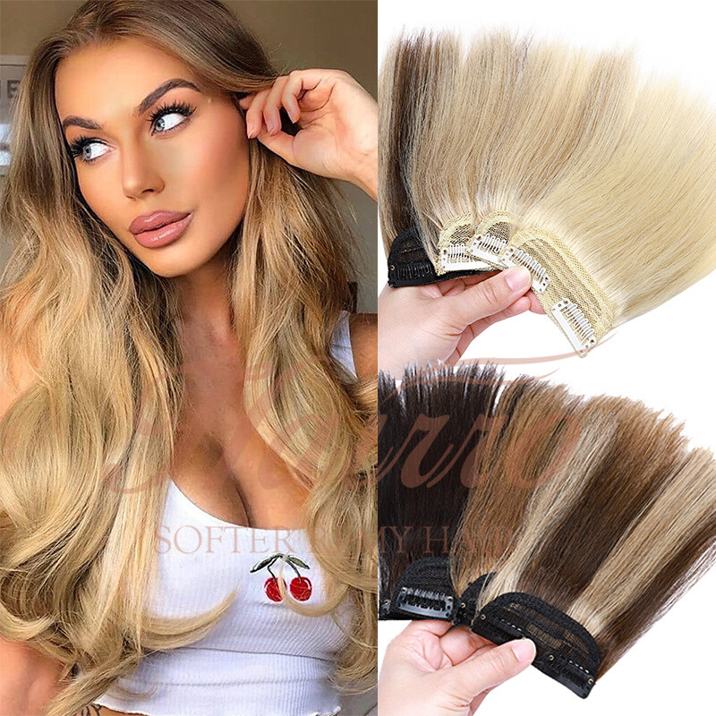 HAIRRO Clip In Hair Pieces Invisible Remy HUman Hair Volume Pad Topper Hairpiece