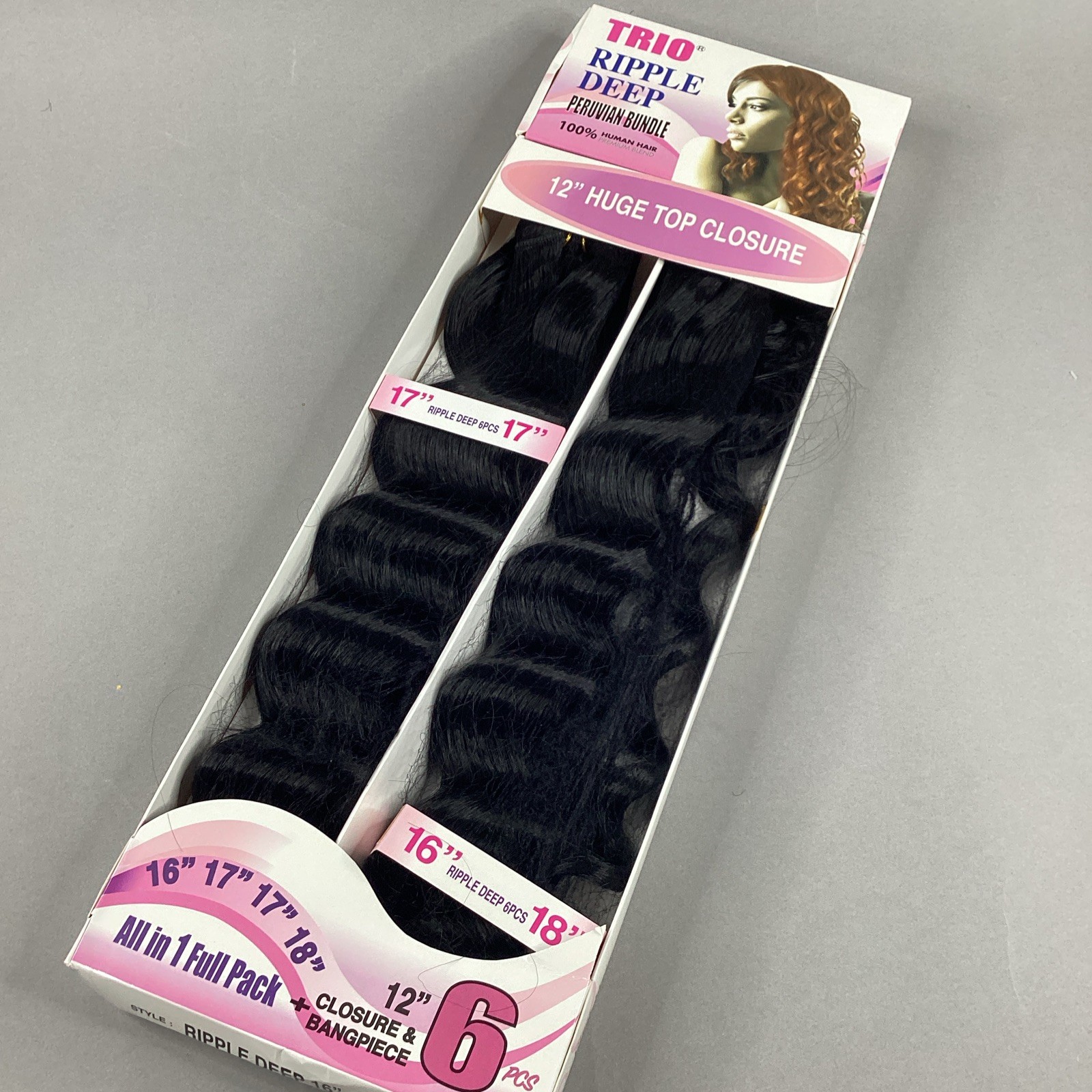 Ripple Deep #1B Off Black 16” 18” All-in-One Premium Synthetic Hair Extensions