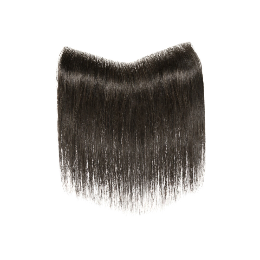 Mens Frontal Thin Skin V Loop Human Hair Natural Black Fringe Receding Hairline