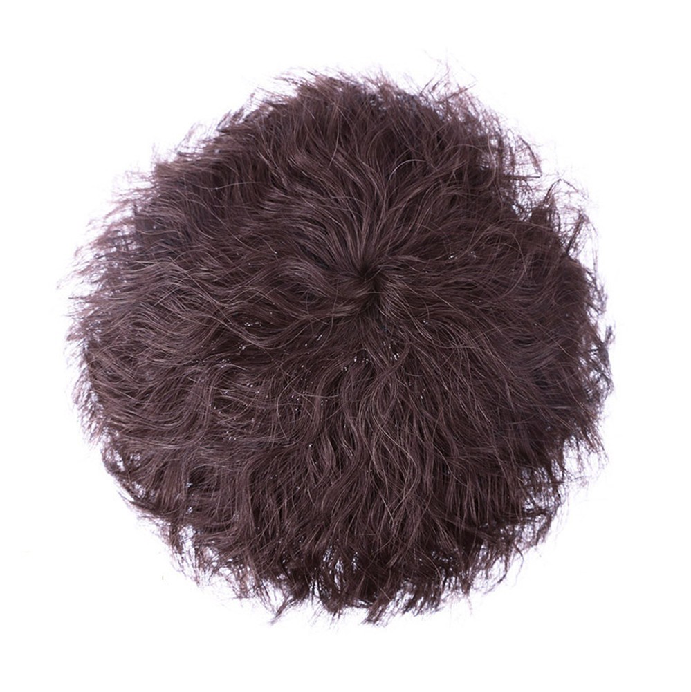 Short Curly Wavy Hair 100% Human Hair Topper Toupee Thin Cover Grey For Women