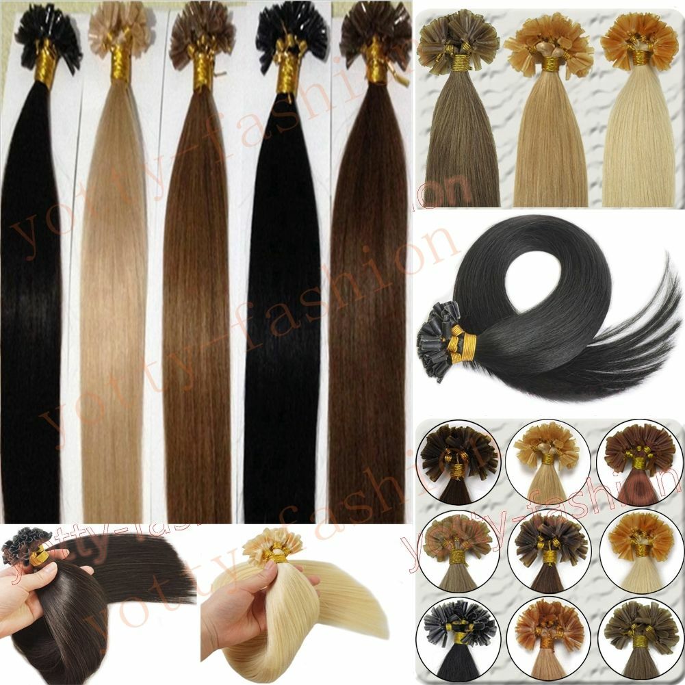 Keratin U Tip Hair Extensions Human Hair Pre Bonded Fusion Remy Hair 16-26inch