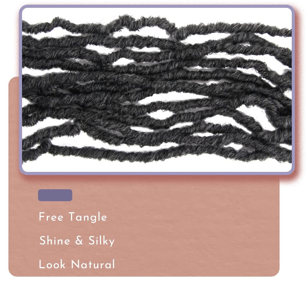 BOHOBABE 18″ Faux Locs Crochet Hair Wavy Curly Ends Pre-looped Synthetic