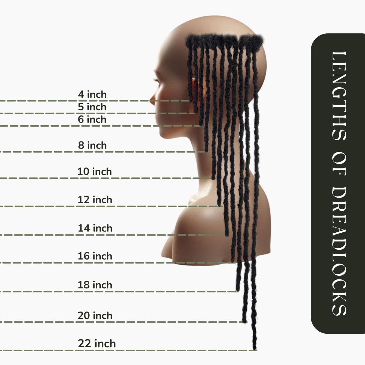 Textured interlocd human hair Dreadlock extensions, blunt tips, length: 4 ”- 60