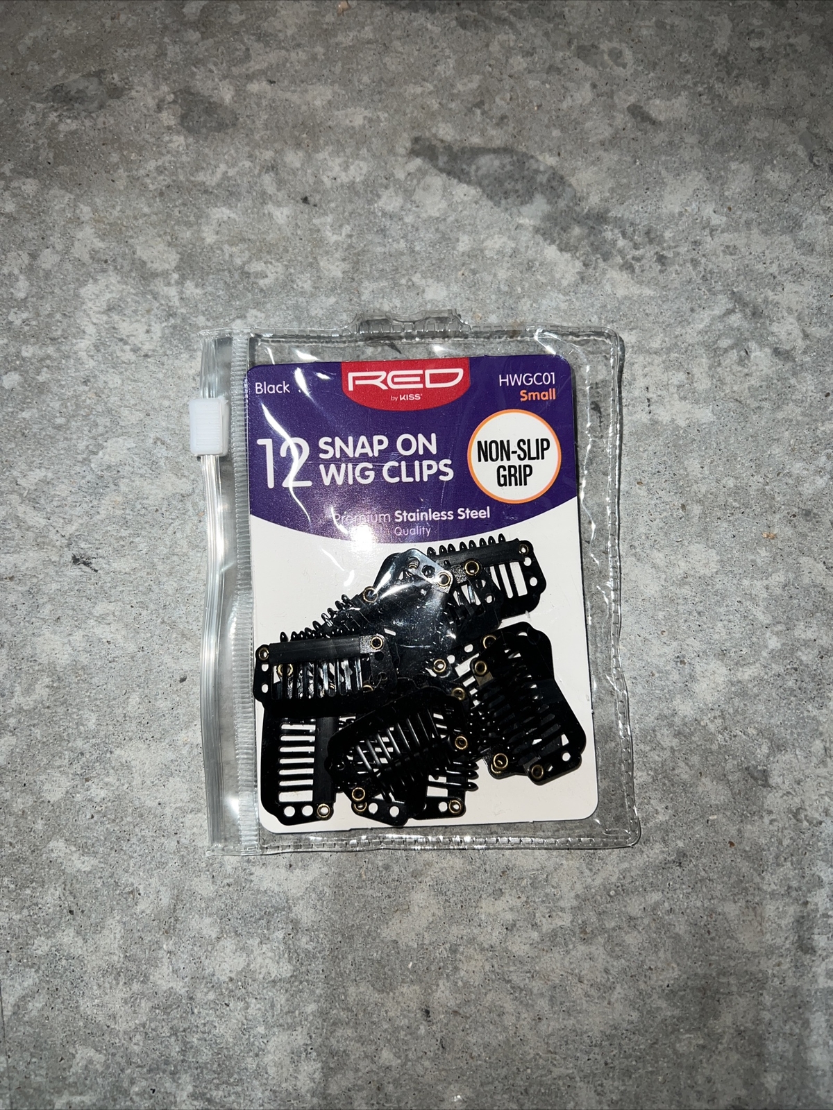 BRAND NEW RED BY KISS SNAP-ON WIG CLIPS 12PC BLACK SMALL 15/16″ #HWGC01