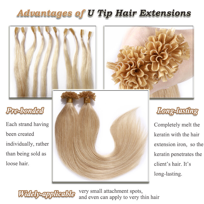 SMOOTH Pre Bonded U Tip Hair Extensions Fusion Keratin Nail REAL HUMAN Long 22″