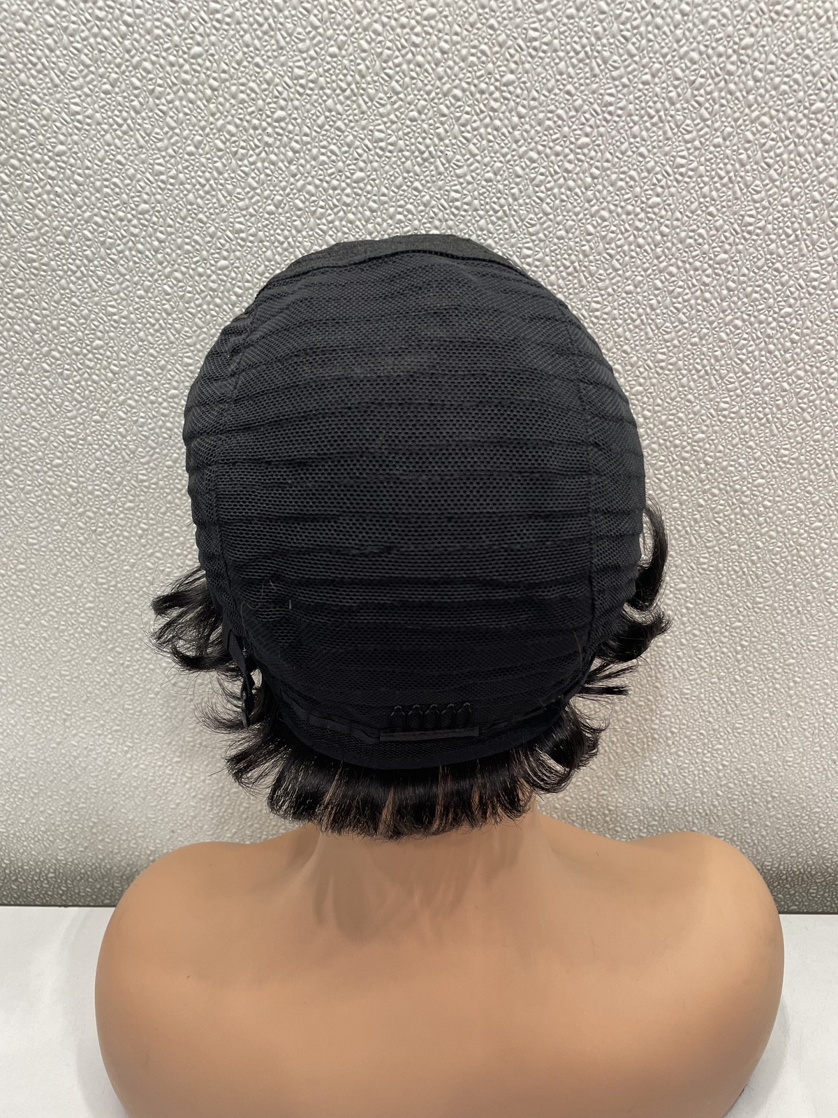Yjoqokoa Black & Brown Pixie Cut Human Hair Blend Glueless Wig