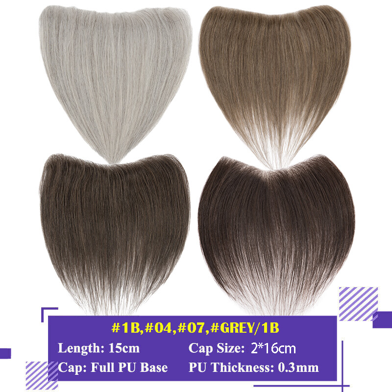 Men’s Toupee 100% Remy Human Hair Piece Thin Skin PU Frontal Hairline Hairpiece