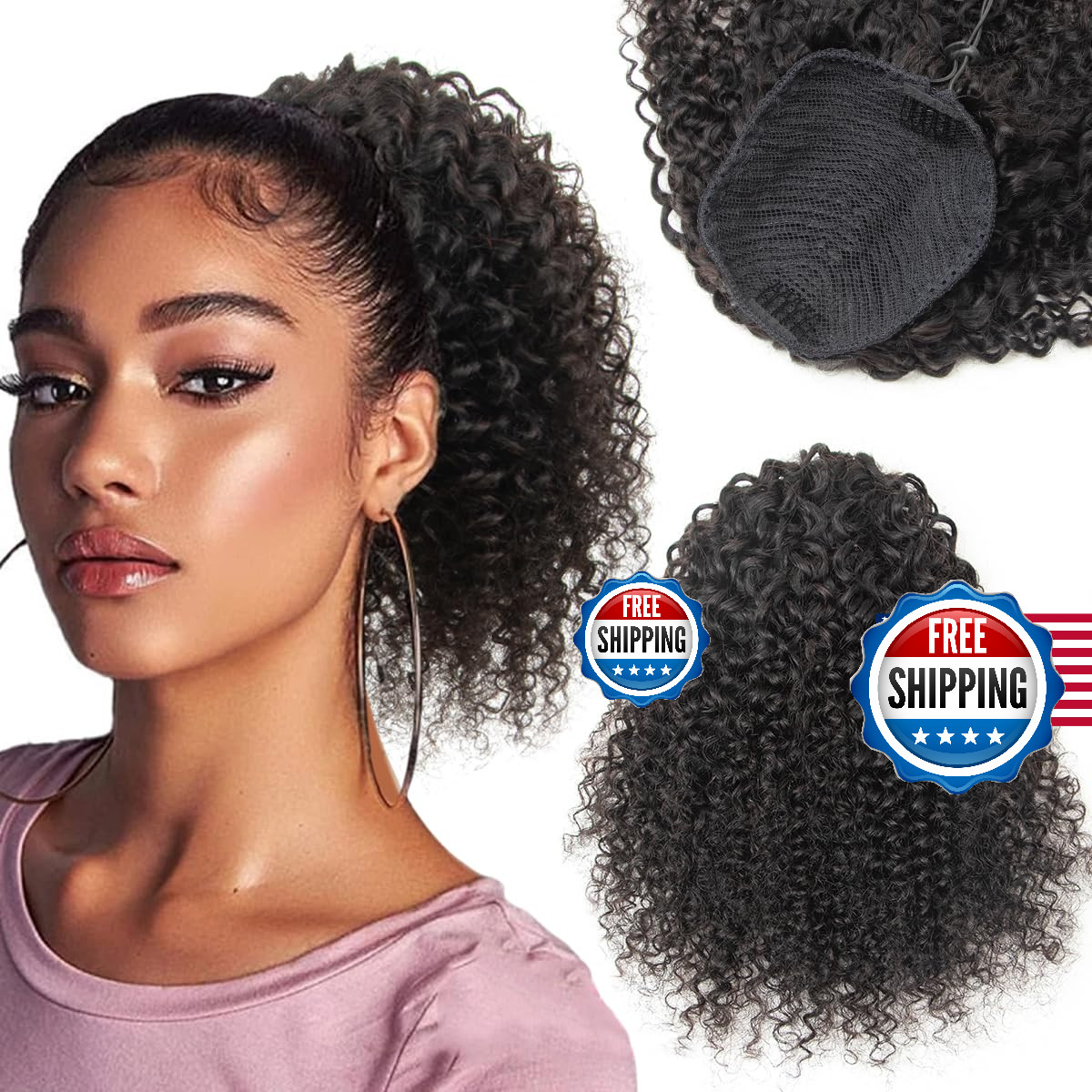 Isheeny Drawstring Ponytail For Black Women Natural Black Ponytail Extension