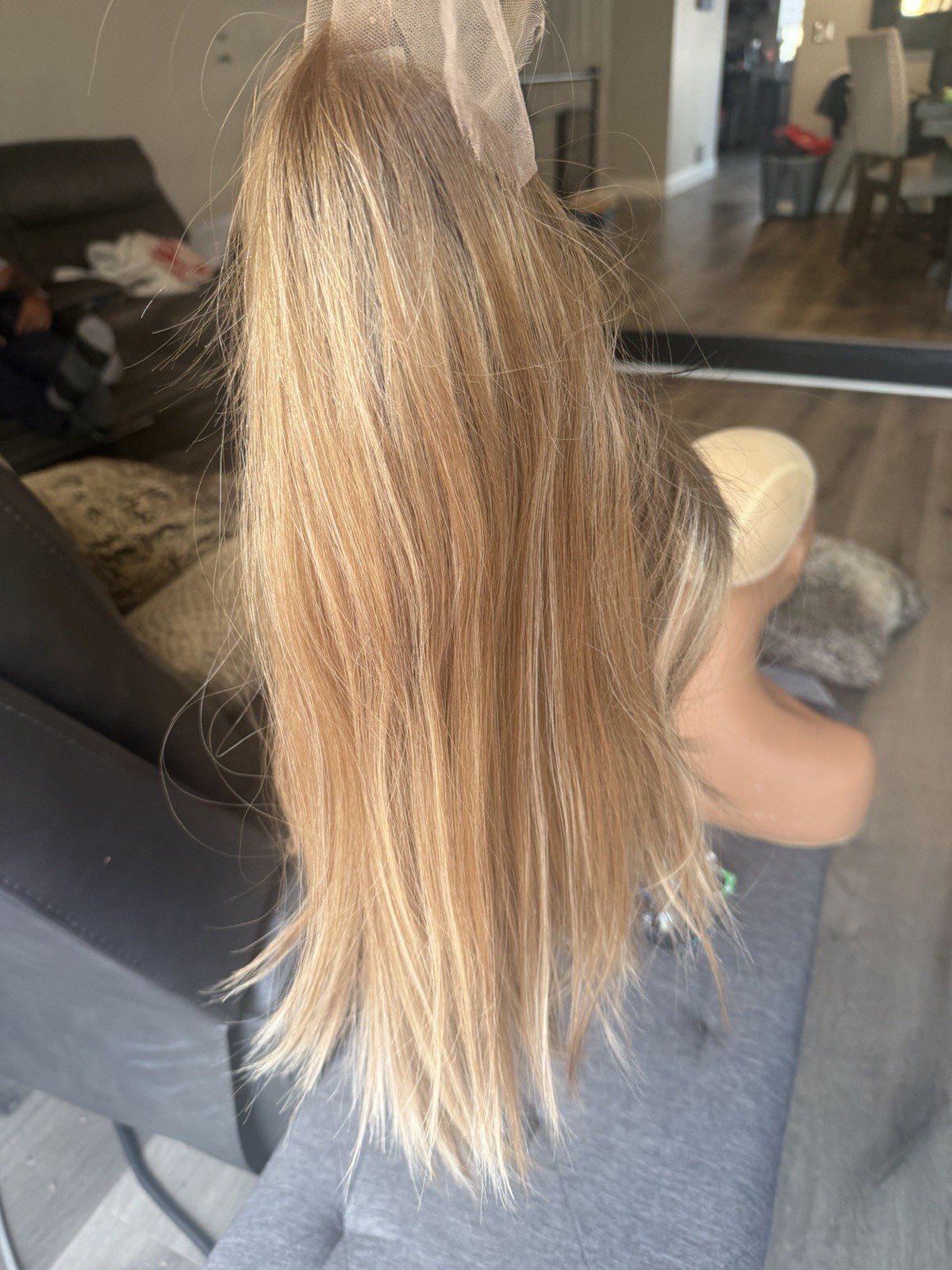 human hair lace Top European Hand tied Wig 18 Inches Size Small