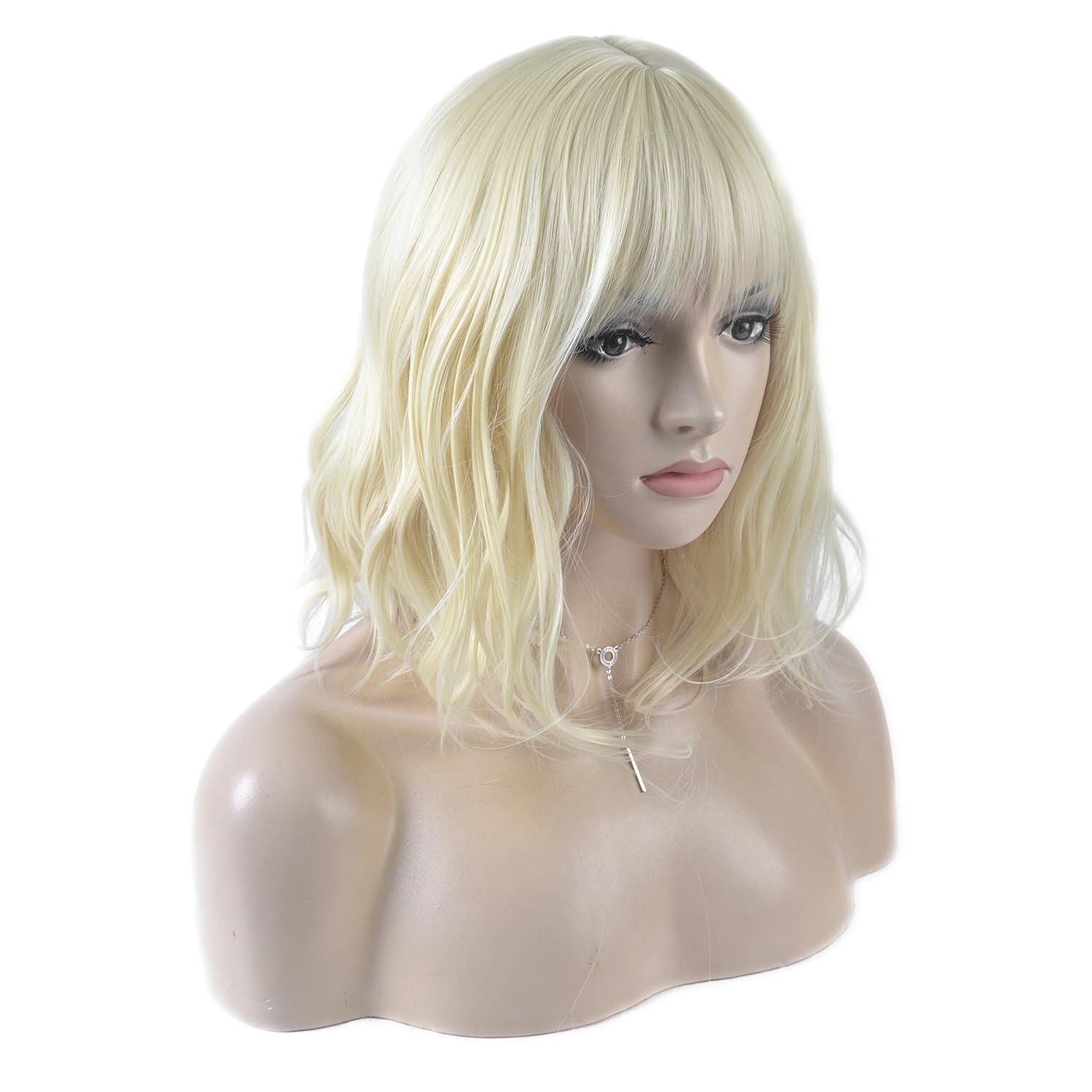 14 Inches Curly Wigs with Bangs for Women Girls Heat Resistant Synthetic Hair