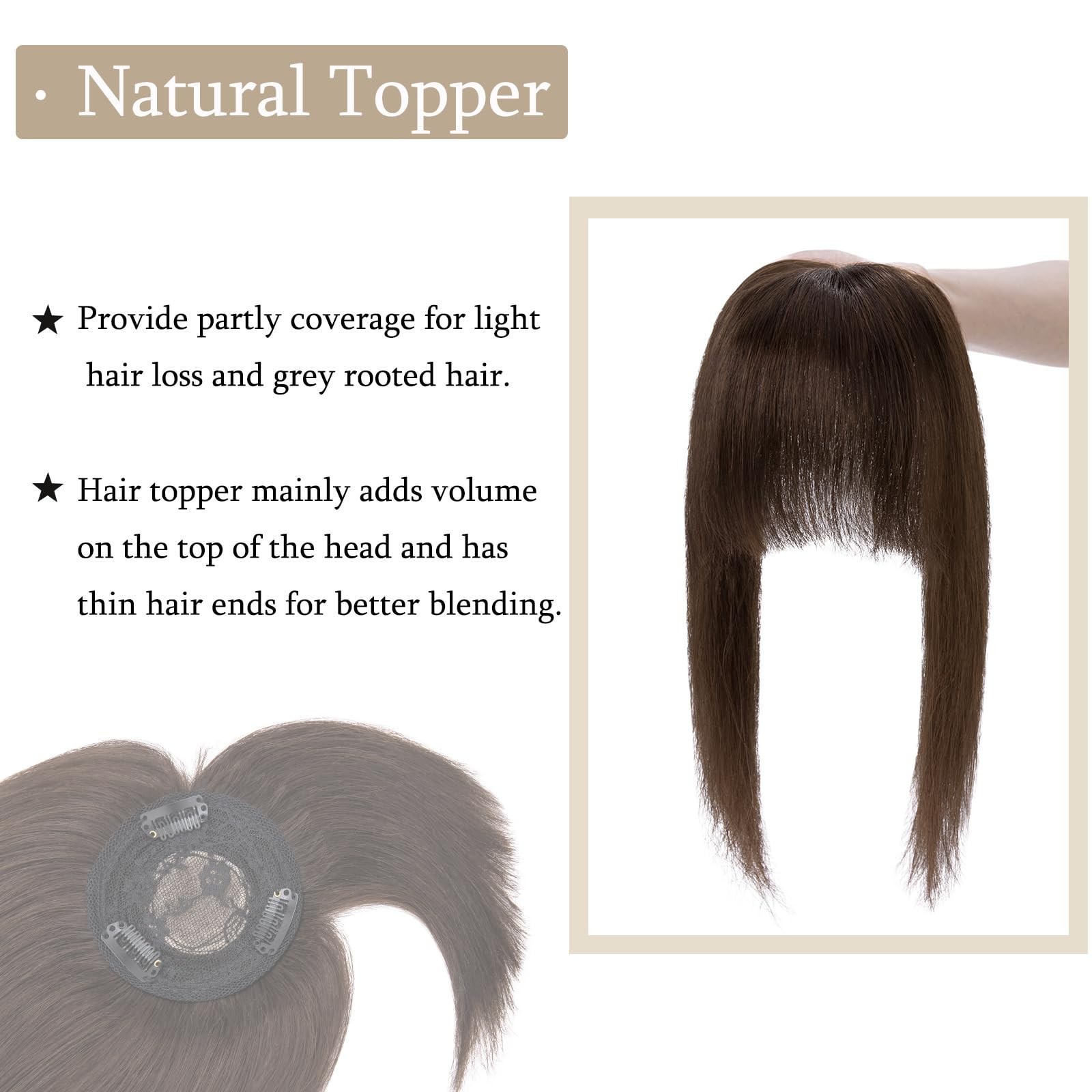My-Lady Top Hairpieces For Womem Bangs Natural Mono Base Topper 100 Real Human