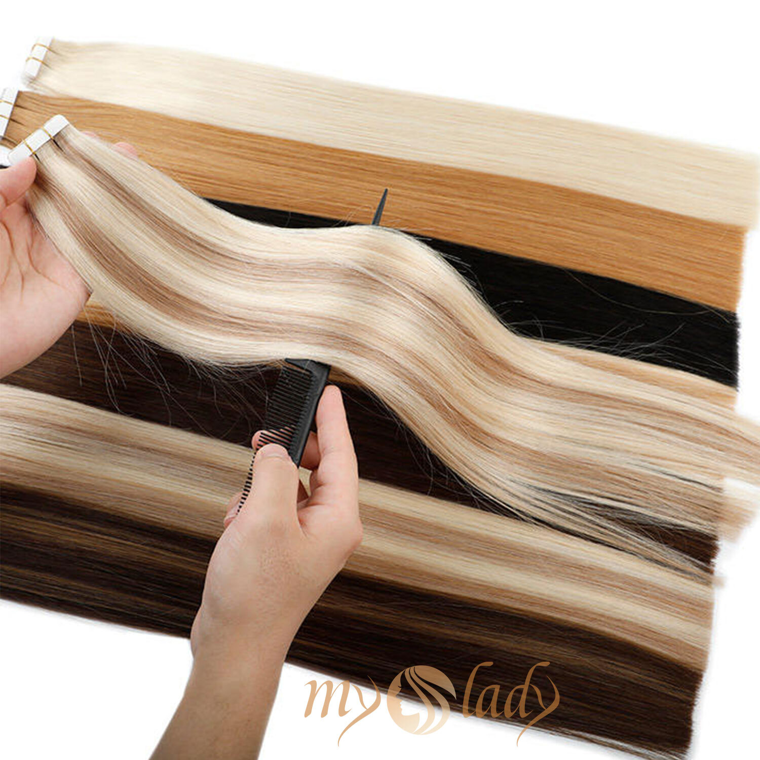 10/20/40/60PCS Tape In Real Remy Human Hair Extensions THICK Full Head Skin Weft